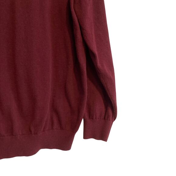 LL Bean Maroon Burgundy 1/4 Zip Cotton Cashmere Blend Preppy Sweater Size Lrage - Picture 13 of 16